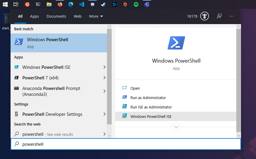 PowerShell in Start Menu