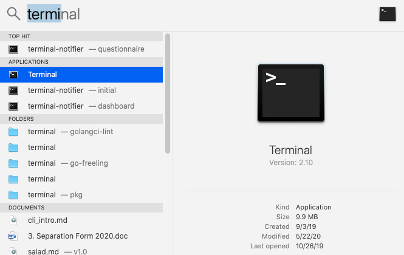 Terminal in Spotlight Search