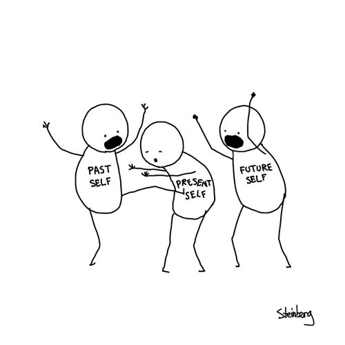 Past Self, Present Self, Future Self cartoon